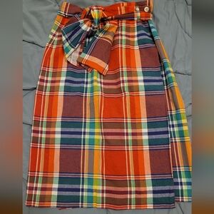 Talbots Colorful Plaid Midi Skirt
